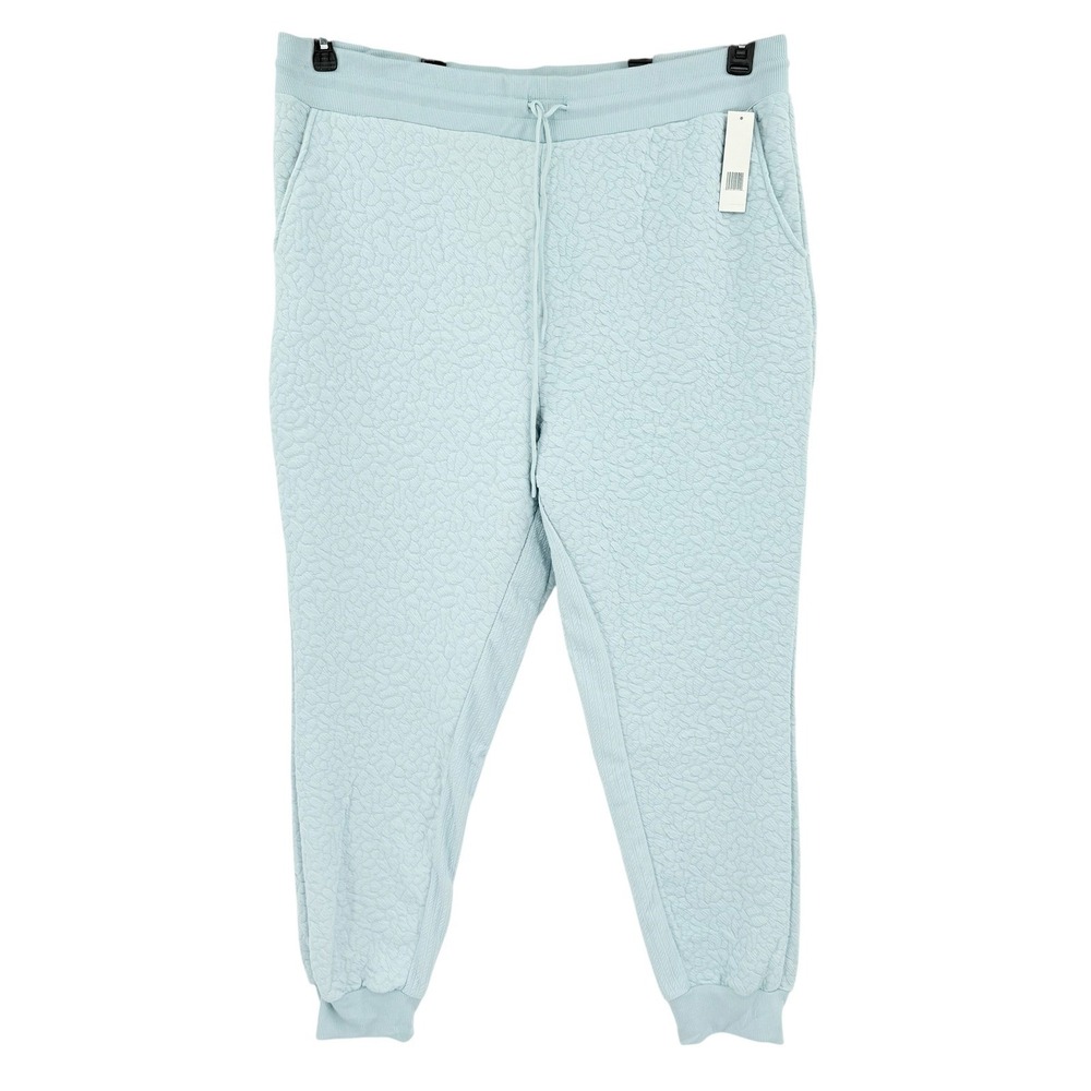 Tahari Sport Women's Blue Quilted Popcorn Texture Joggers Sz 3X Athleisure NWT